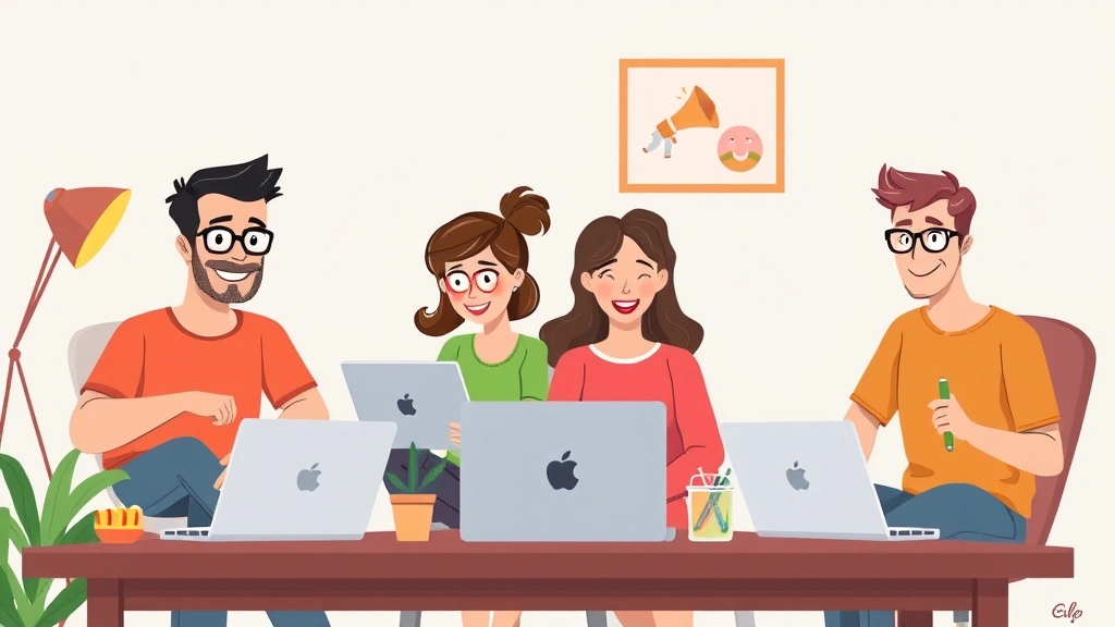 Cartoon diverse group of freelancers working on different projects simultaneously - one on laptop, one designing, one writing, one on video call, collaborative energy