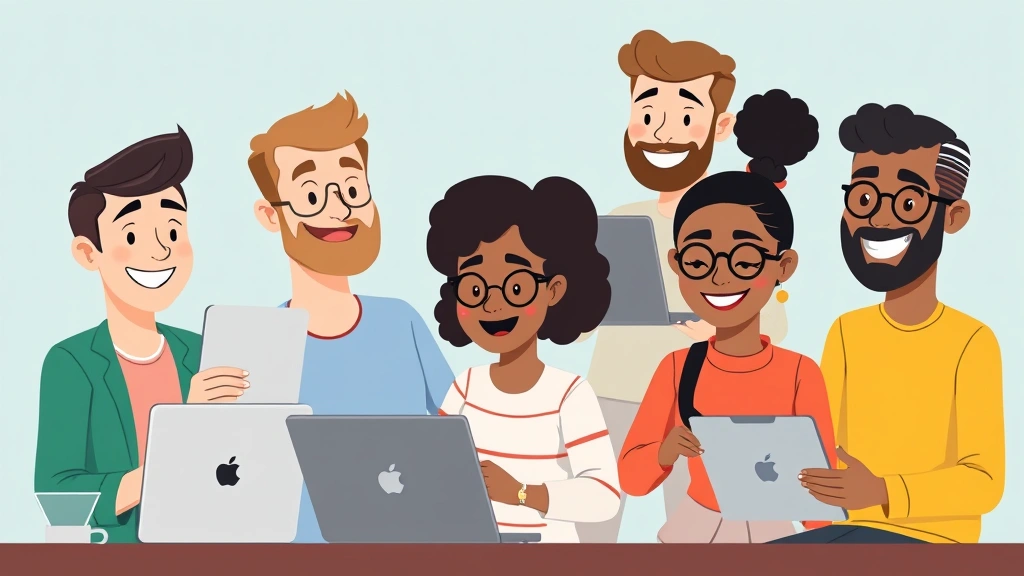 Cartoon diverse freelance workers collaborating remotely on different projects using computers and tablets, showing independence and flexibility with a positive vibe