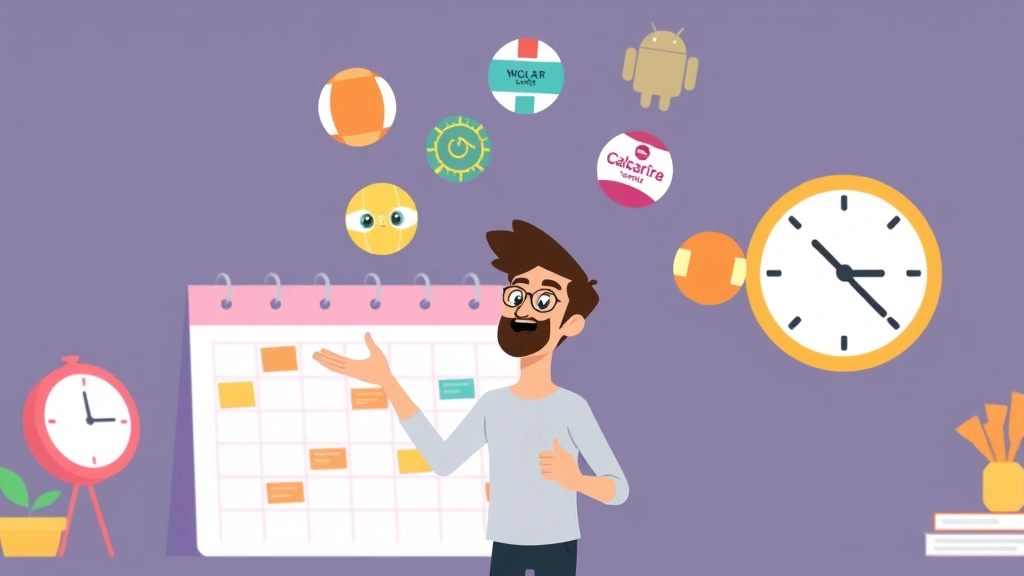 Animated freelancer juggling multiple colored project balls representing different clients, with calendar and clock in background showing flexible schedule management