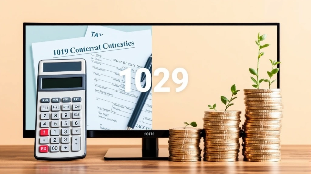 Split-screen showing calculator with tax documents on one side and growing money stacks on the other side, symbolizing 1099 contractor financial planning and tax considerations