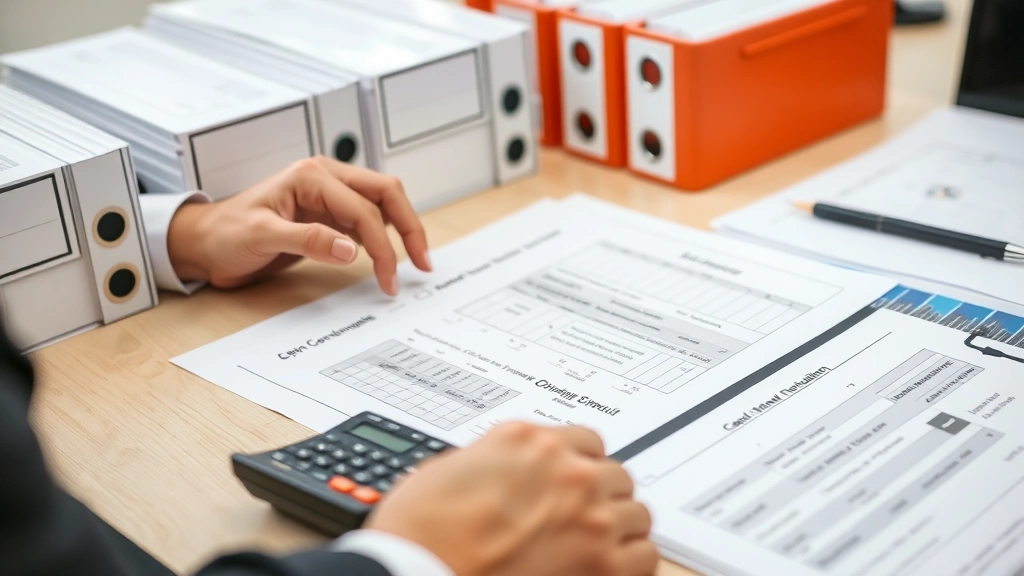 Person reviewing contract documents and payment schedule, calculator nearby, organized file folders, checkmark symbols indicating legitimate opportunity evaluation, professional office setting, analytical pose