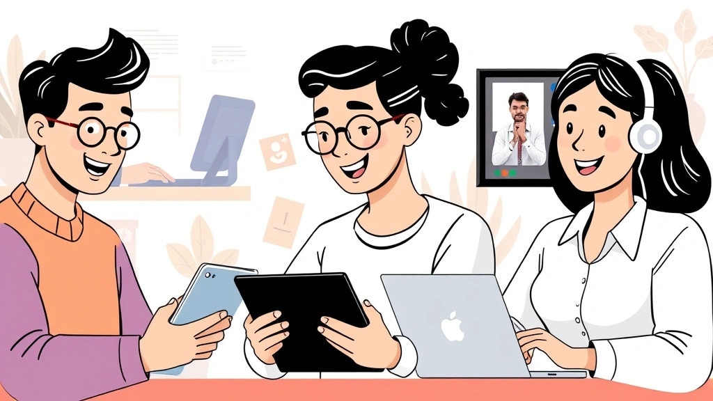 Illustration of diverse freelancers working on different projects - designer with tablet, developer coding, consultant on video call, all happy and focused