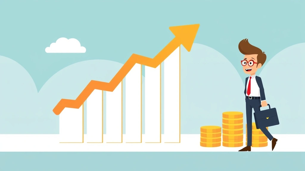 Cartoon professional building upward growth chart, climbing arrow graph, holding briefcase, multiple clients icons around, coins stacking, representing income growth, business expansion, and financial success in freelance work