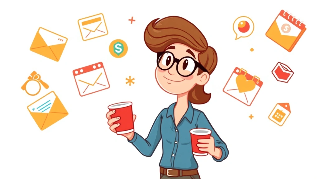 Cartoon freelancer juggling multiple project folders and calendar icons, balancing work-life flexibility, holding coffee and smiling confidently