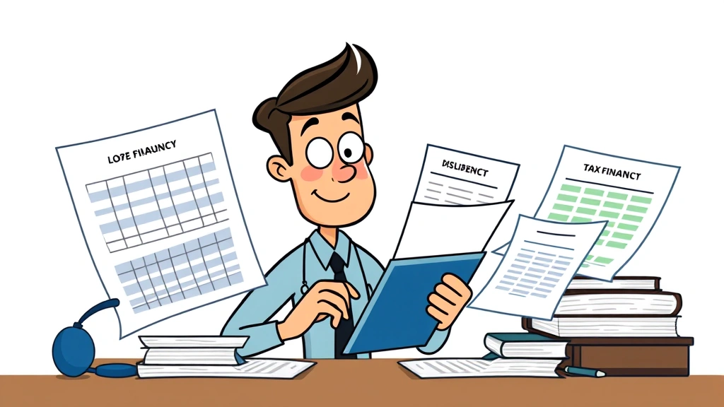 Cartoon character managing finances with calculator, spreadsheets, and tax documents, representing 1099 self-employment tax planning and financial management responsibilities