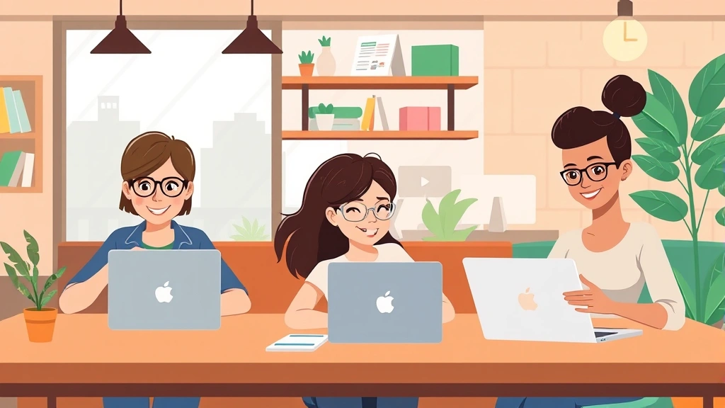 Animated illustration of diverse freelancers working from different locations - coffee shop, home office, outdoor space - each focused on laptop work with happy expressions and professional atmosphere