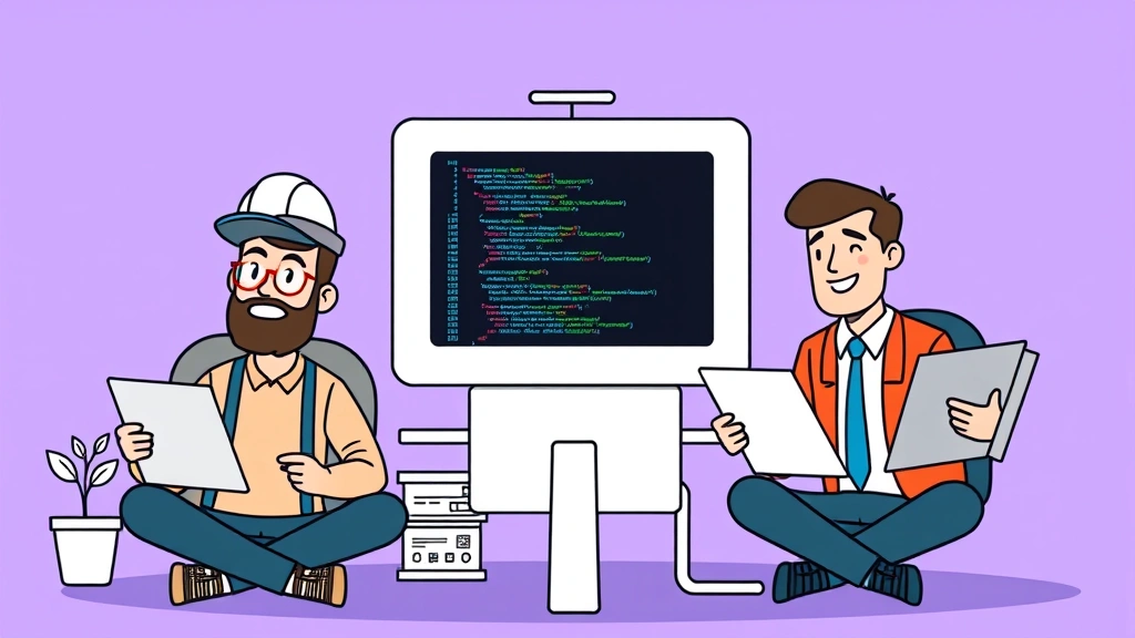 Cartoon illustration of diverse contractor types: graphic designer with tablet, programmer with code on screen, consultant with presentation board, all working remotely from different locations simultaneously