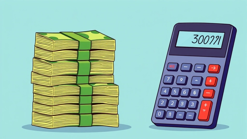 Cartoon graphic showing stacked money and calculator representing tax planning and financial management for independent contractors, colorful and clear