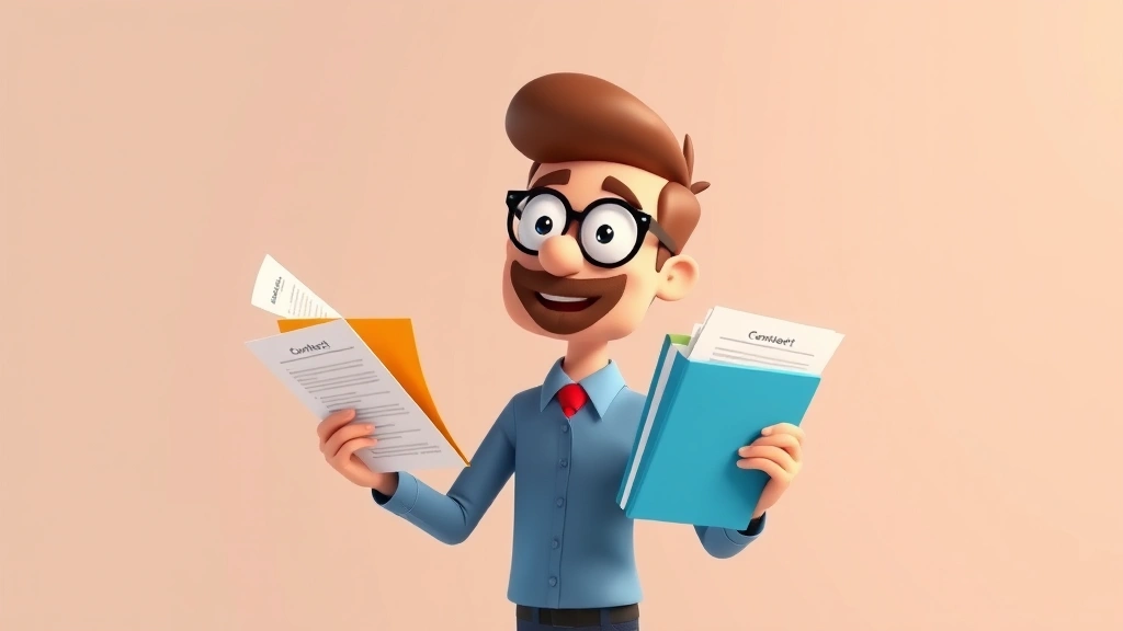 Animated character holding multiple contract papers and client folders, representing juggling multiple 1099 projects and clients simultaneously